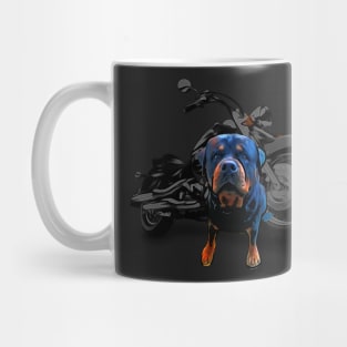 dog on motorcycle Rottweiler  on motorcycle Mug